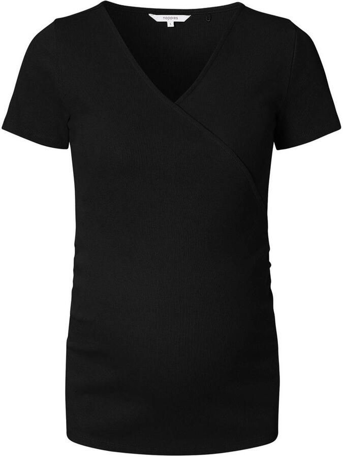 Noppies ribgebreid zwangerschapsshirt Sanson zwart Top Dames Stretchkatoen V-hals XXL