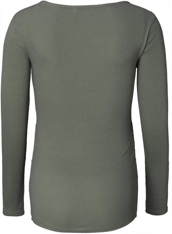Noppies ribgebreide zwangerschaps- en voedingslongsleeve Sara olijfgroen Dames Stretchkatoen V-hals XXL