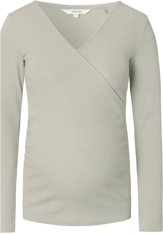Noppies ribgebreide zwangerschaps- en voedingstop Sara lichtgroen Longsleeve Dames Stretchkatoen V-hals XXL