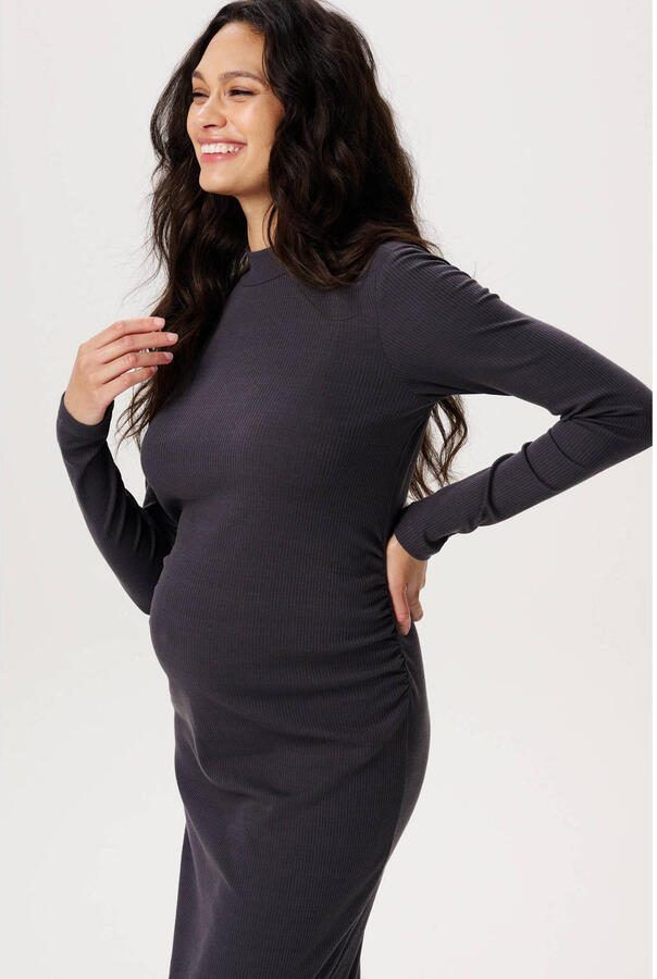 Noppies maternity ribgebreide zwangerschapsjurk Aima grijs - Foto 2