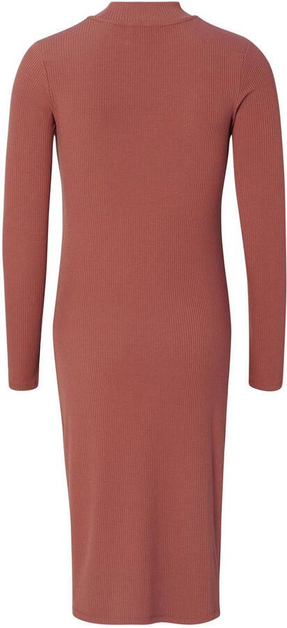 Noppies maternity ribgebreide zwangerschapsjurk Aima van polyester roodbruin