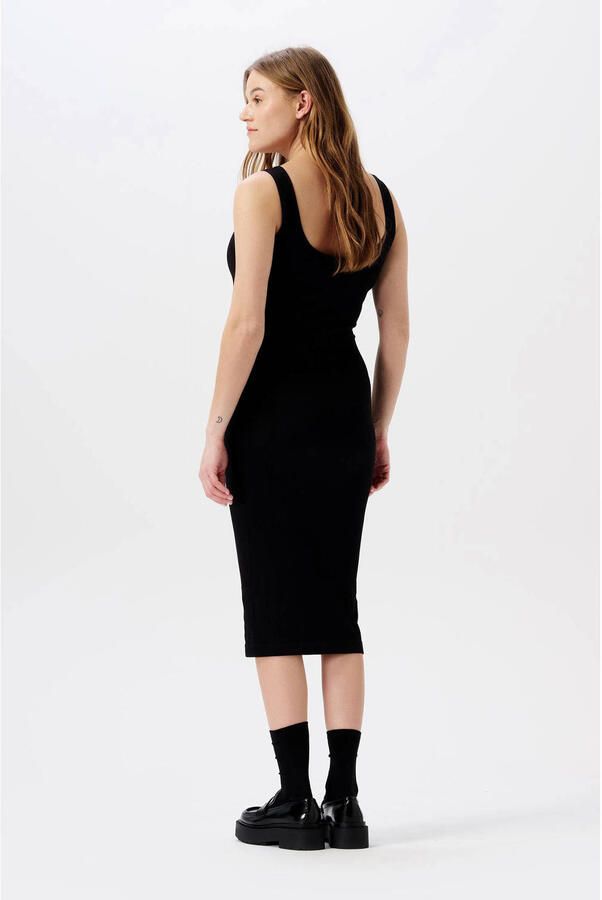 Noppies ribgebreide zwangerschapsjurk Noemi zwart Dames Polyamide Ronde hals XL XXL