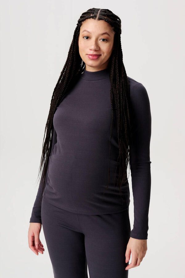 Noppies maternity ribgebreide zwangerschapslongsleeve Sira grijs - Foto 3