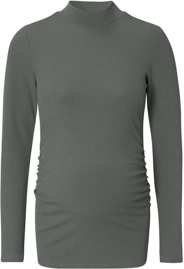 Noppies maternity ribgebreide zwangerschapslongsleeve Sira van polyester olijfgroen