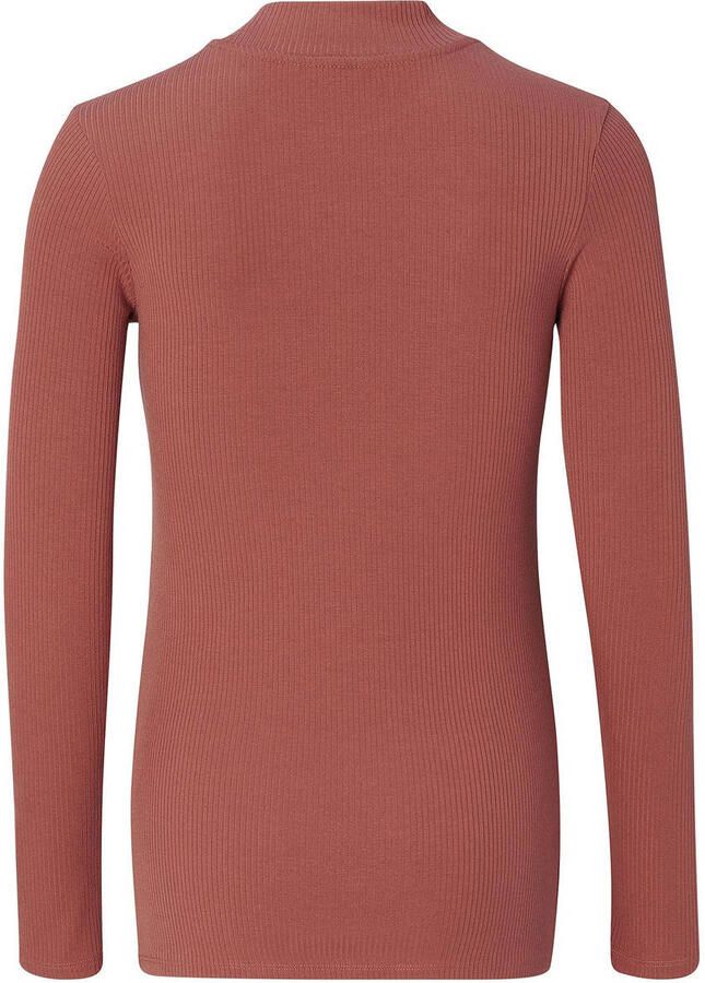 Noppies maternity ribgebreide zwangerschapslongsleeve Sira van polyester roodbruin