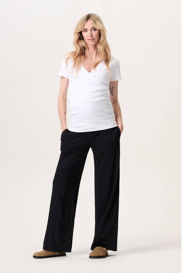 Noppies maternity wide leg high waist zwangerschaps casual broek zwart
