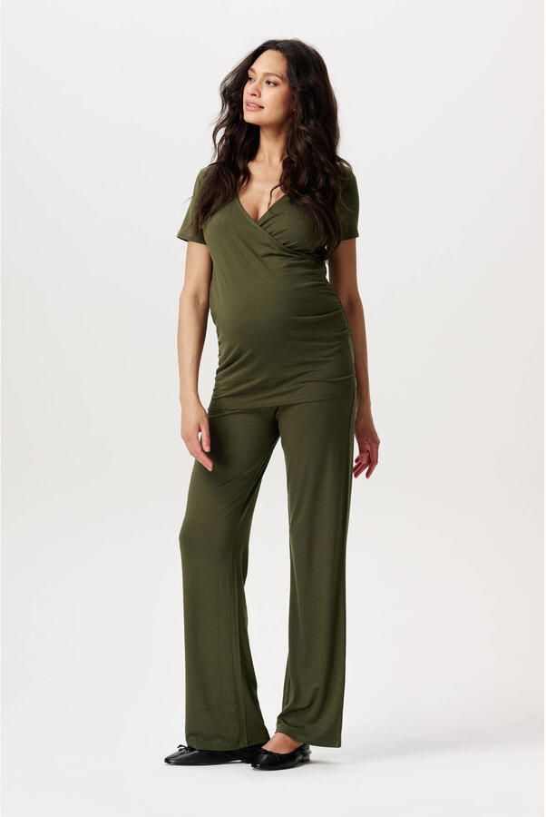 Noppies maternity wide leg zwangerschapsbroek Visby groen