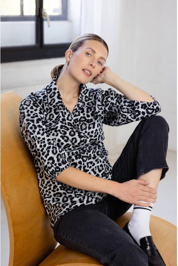 Noppies maternity zwangerschaps blousetop met panterprint grijs - Foto 2