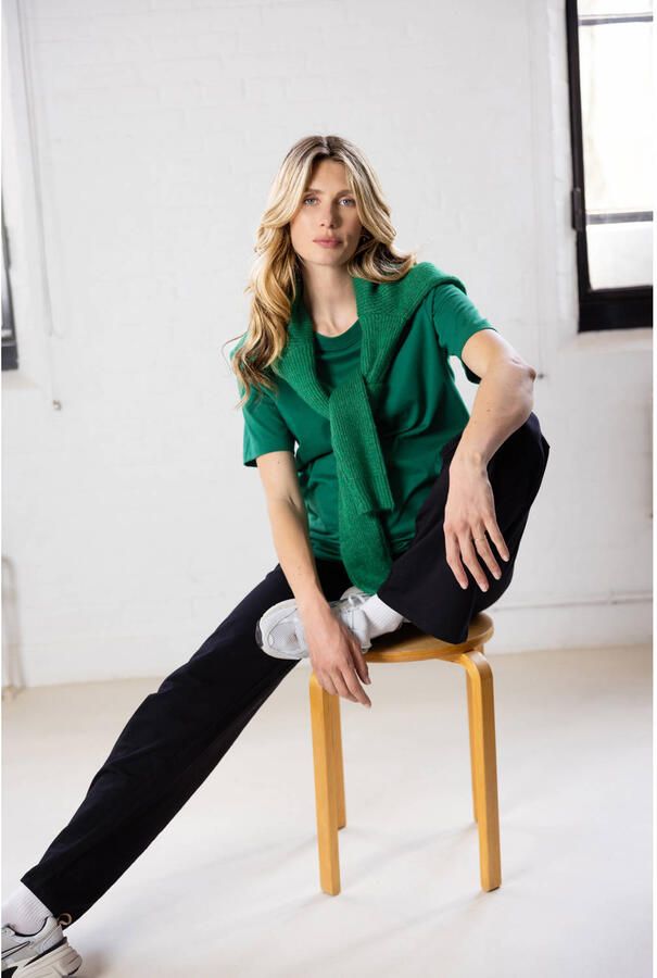 Noppies maternity zwangerschaps cropped trui groen grof gebreid - Foto 3