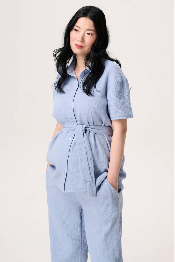 Noppies maternity zwangerschaps- en voedings blouse lichtblauw