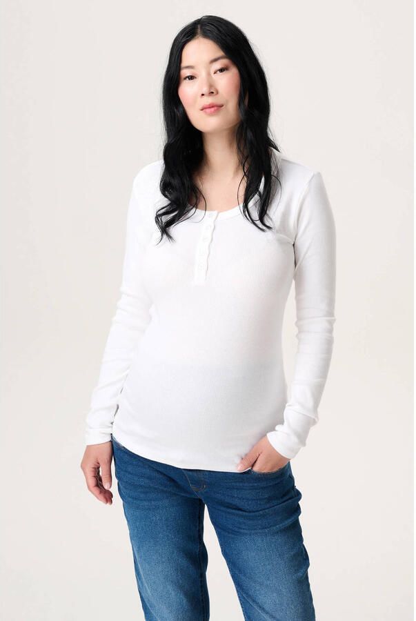 Noppies maternity zwangerschaps- en voedings longsleeve wit