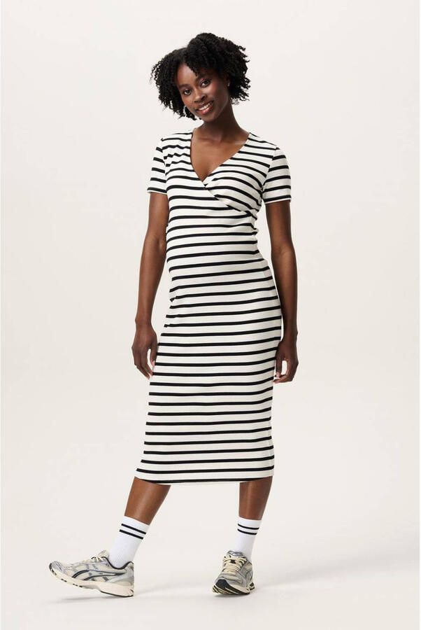 Noppies maternity zwangerschaps- en voedings midi jurk beige