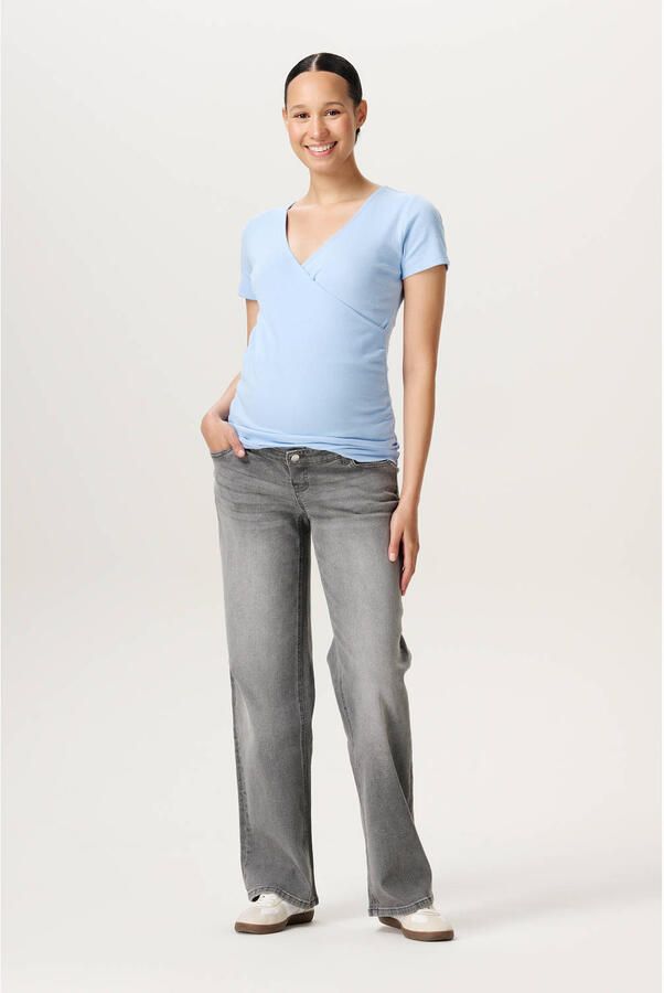 Noppies maternity zwangerschaps- en voedings top lichtblauw - Foto 3