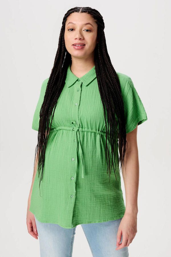 Noppies zwangerschaps- en voedingsblouse Jarra groen Dames Katoen Klassieke kraag XXL