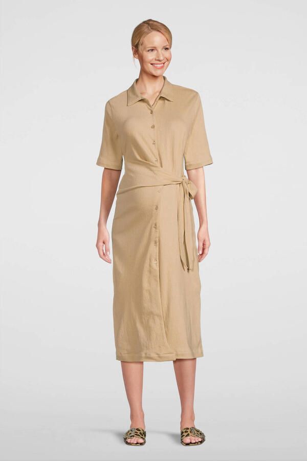 Noppies zwangerschaps- en voedingsjurk Katarina zand Beige Dames Katoen Klassieke kraag XXL - Foto 3