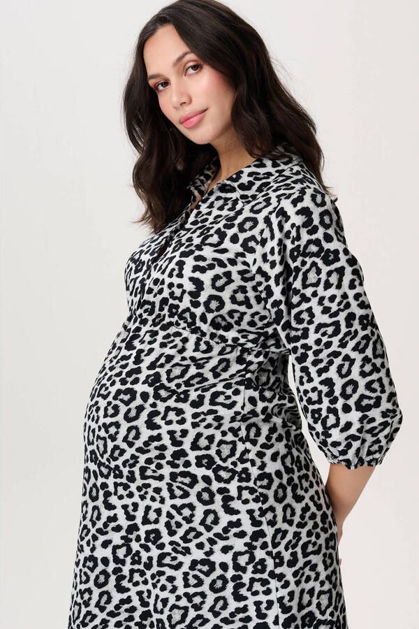 Noppies maternity zwangerschaps midi jurk met panterprint grijs - Foto 2