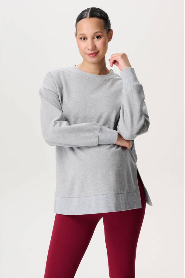 Noppies maternity zwangerschaps sweater met backprint grijs