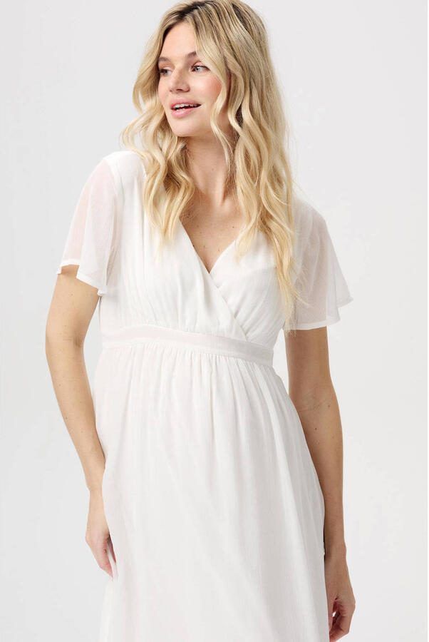 Noppies zwangerschapsjurk Amelie offwhite Ecru Dames Polyester V-hals Effen XXL - Foto 3