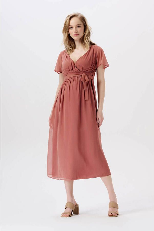 Noppies maternity zwangerschapsjurk Amelie van polyester oudroze - Foto 3