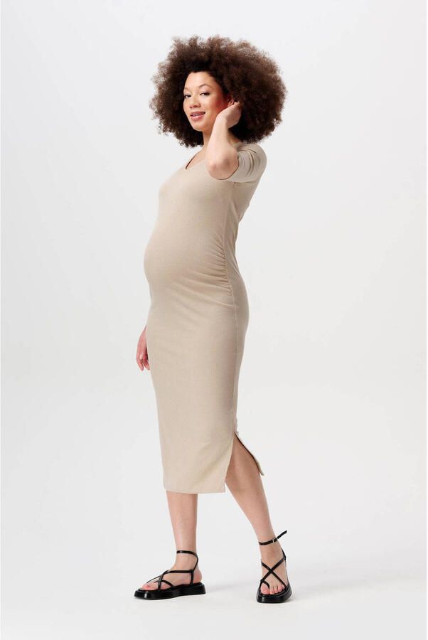 Noppies zwangerschapsjurk Keiko beige Dames Polyester V-hals Effen XXL