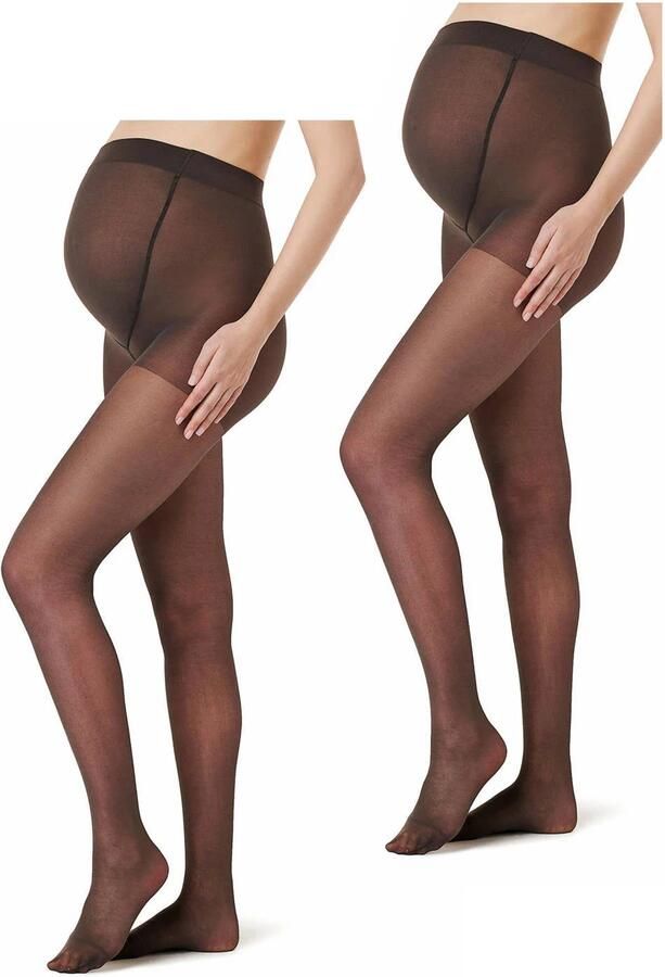 Noppies zwangerschapspanty 20 Denier set van 2 nearly black Zwart Dames Polyamide L XL