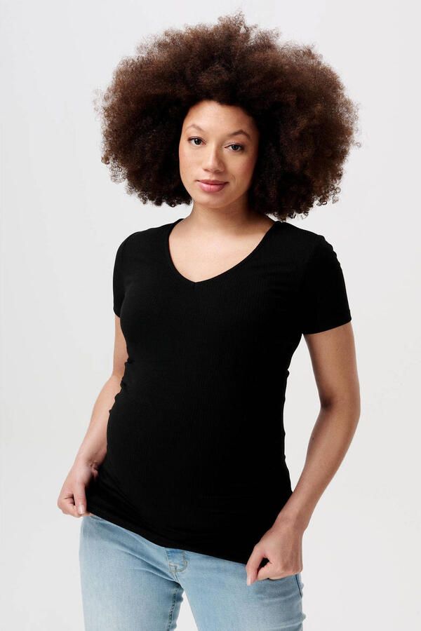 Noppies zwangerschapsshirt Jadie zwart Top Dames Polyester V-hals Effen XXL