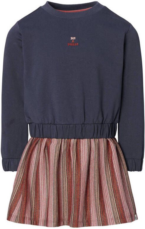 Noppies sweatjurk Kimberley met tekst donkerblauw oudroze rood