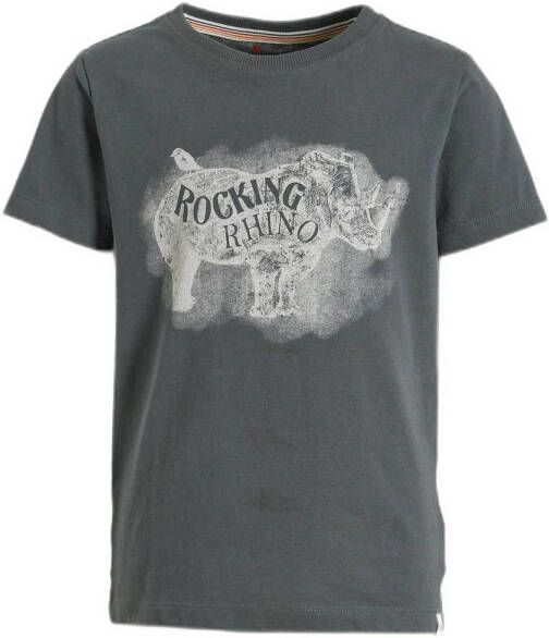 Noppies T-shirt met paisleyprint grijs Jongens Gerecycled katoen (duurzaam) Ronde hals 110