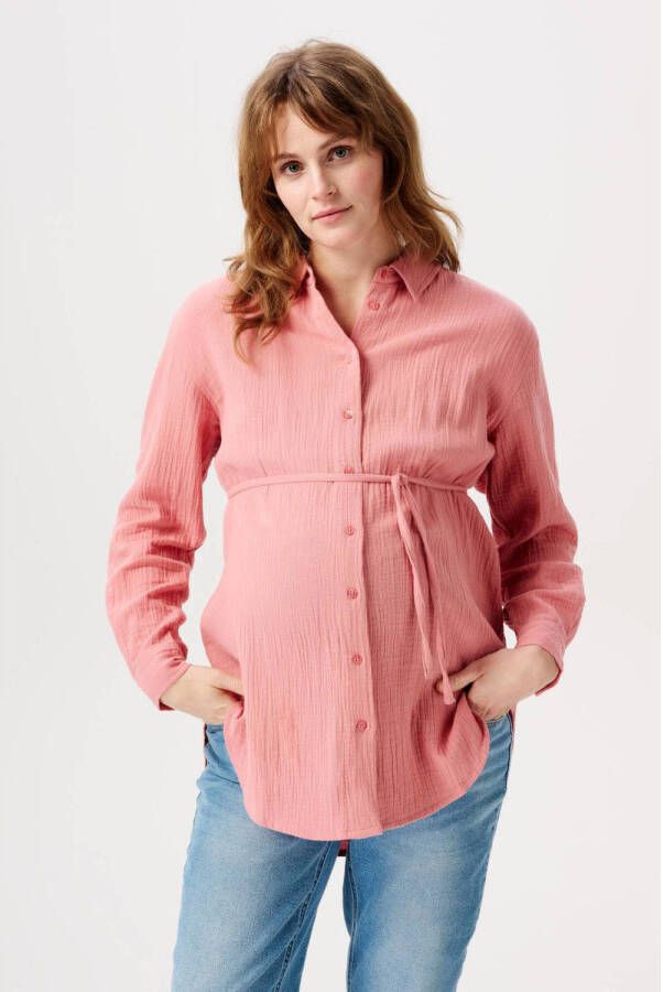 Noppies zwangerschaps- en voedingsblouse Arles roze Dames Katoen Opstaande kraag XXL