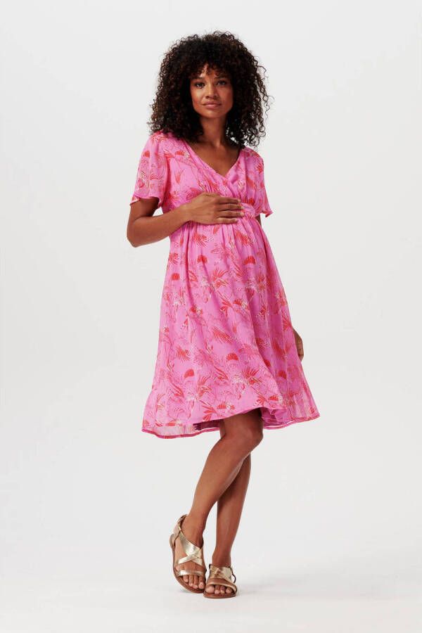 Noppies zwangerschapsjurk Cusco met all over print roze Dames Polyester V-hals XXL