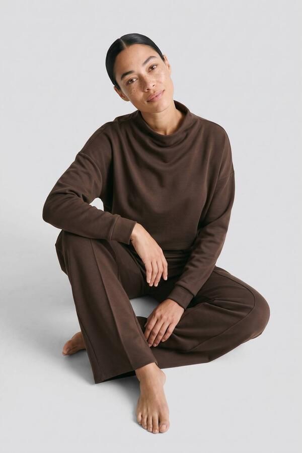 NUA supersoft wide leg loungebroek donkerbruin - Foto 3