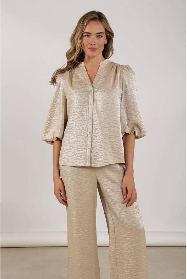 NUKUS Dames Blouses Rosie Blouse Shiny Beige - Foto 5