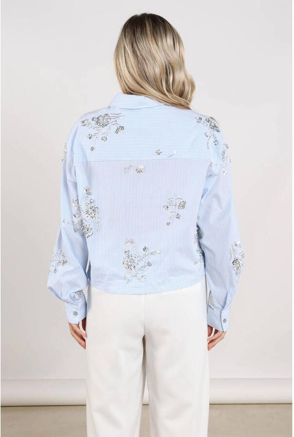 NUKUS Dames Blouses Adora Blouse Stripe Lichtblauw - Foto 7