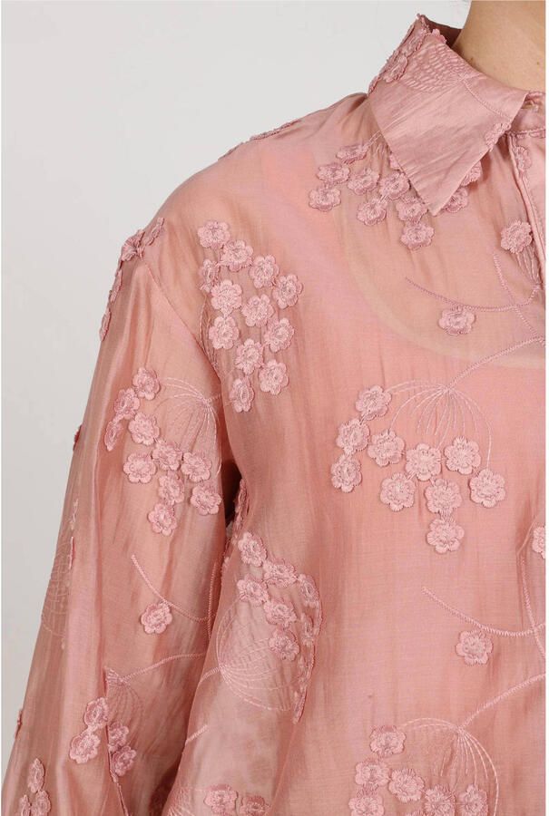 NUKUS blouse met borduursels roze - Foto 2
