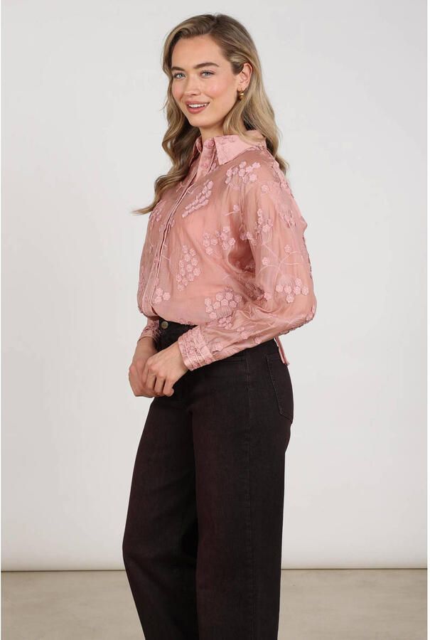 NUKUS blouse met borduursels roze - Foto 3