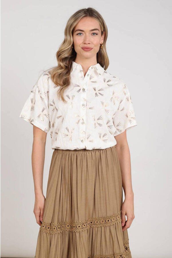 NUKUS blouse met pailletten ecru