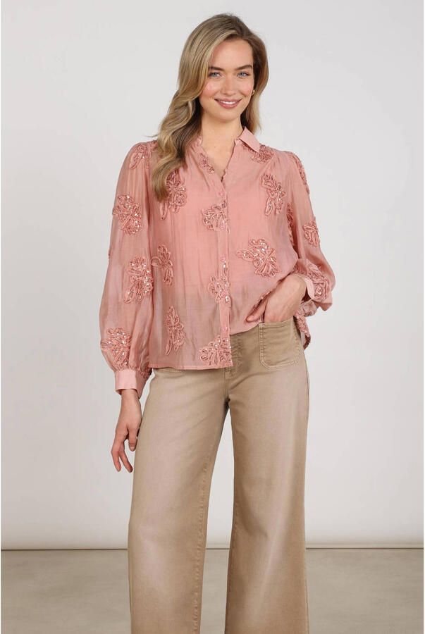 NUKUS Dames Blouses Antonella Blouse Paillet Flower Roze - Foto 5