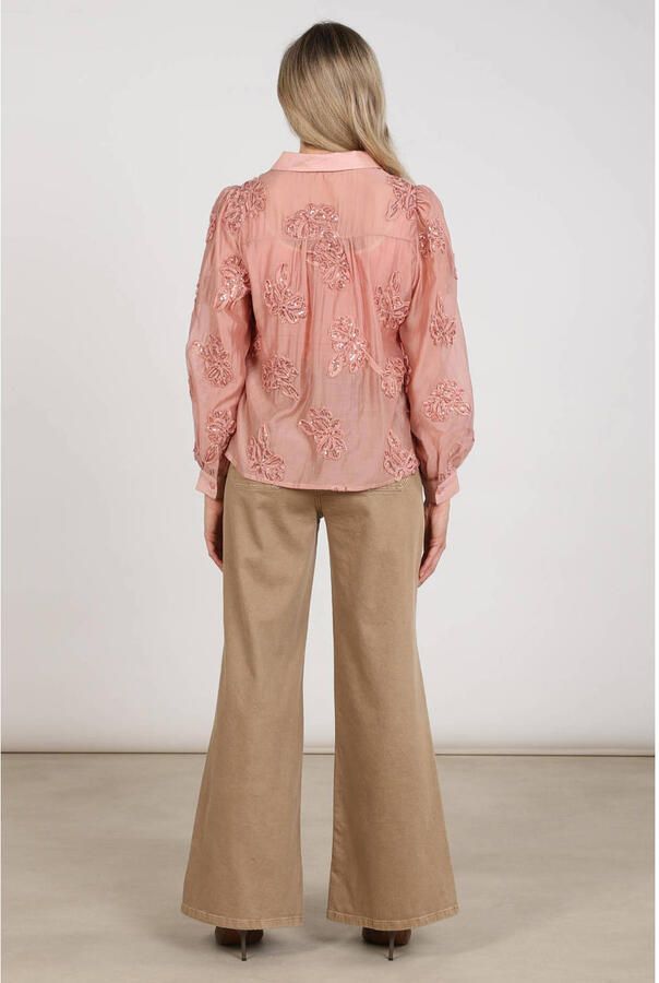 NUKUS Dames Blouses Antonella Blouse Paillet Flower Roze - Foto 6