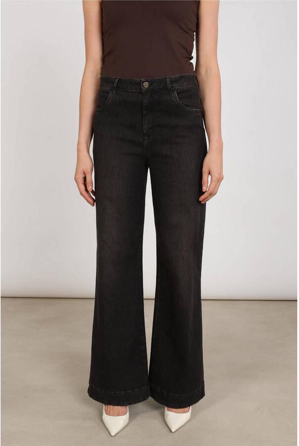 NUKUS denim wide leg broek grijs