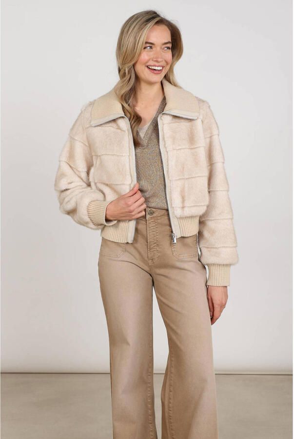 NUKUS faux fur jas zand