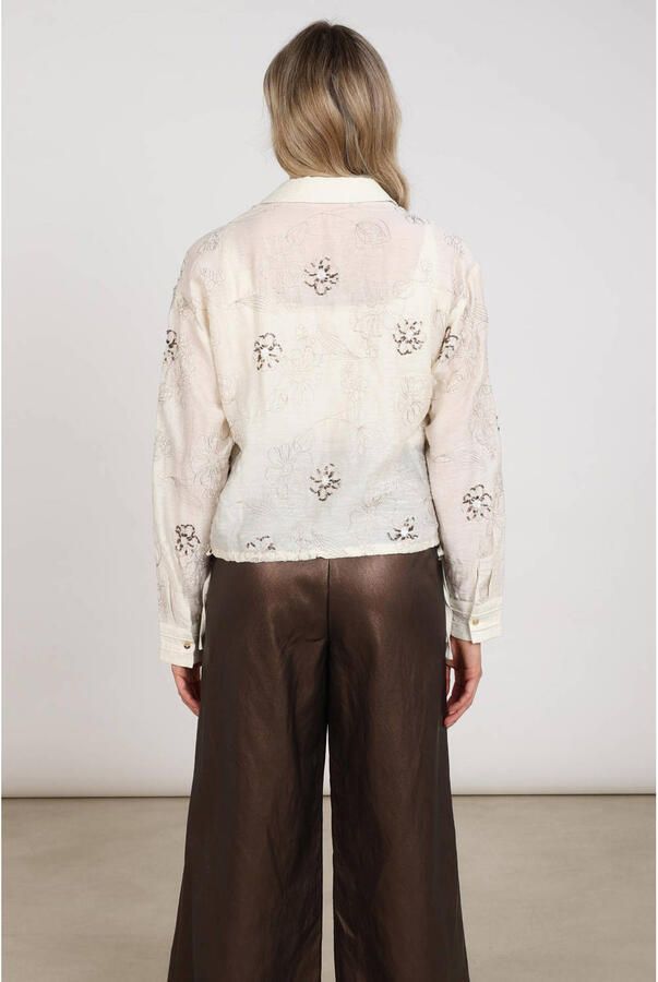 NUKUS gebloemde blouse met pailletten crème - Foto 2