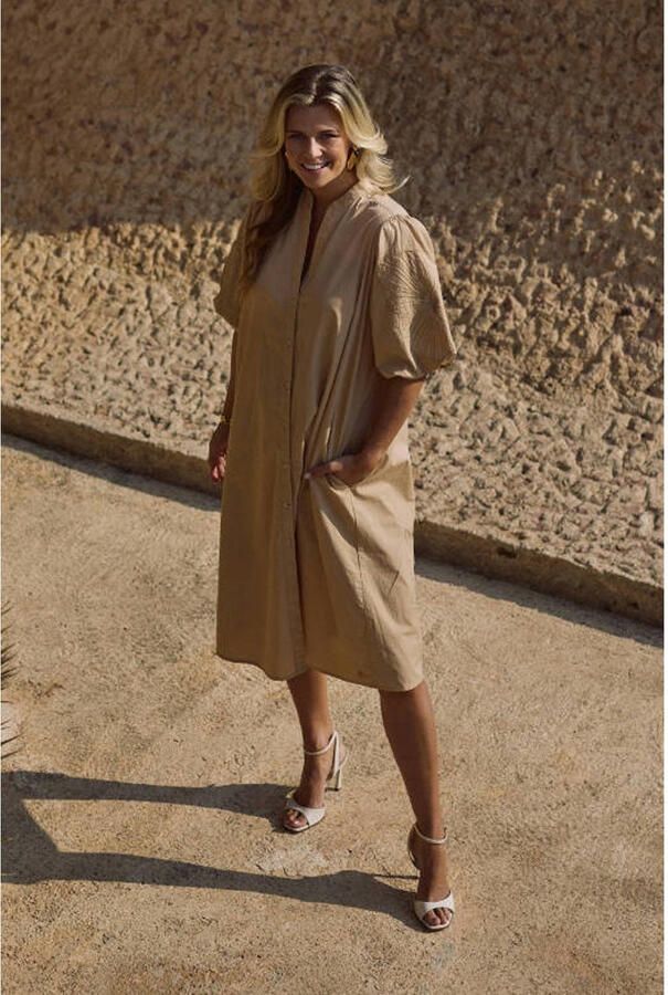 NUKUS gebloemde midi jurk camel - Foto 2