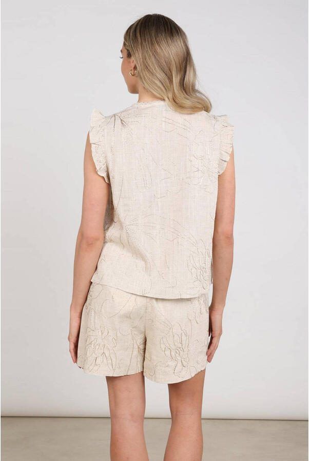 NUKUS gebloemde top beige - Foto 2