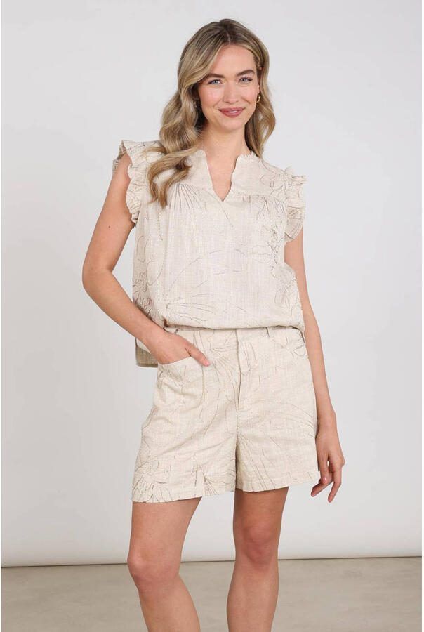 NUKUS gebloemde top beige