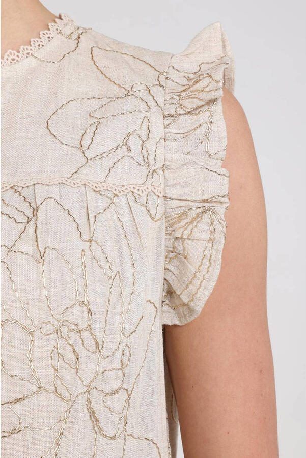 NUKUS gebloemde top beige - Foto 3
