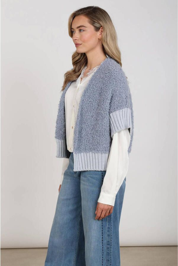 NUKUS gebreid vest met wol blauw - Foto 2