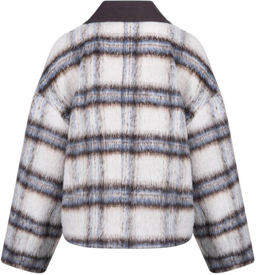 NUKUS geruite faux fur jas wit - Foto 2