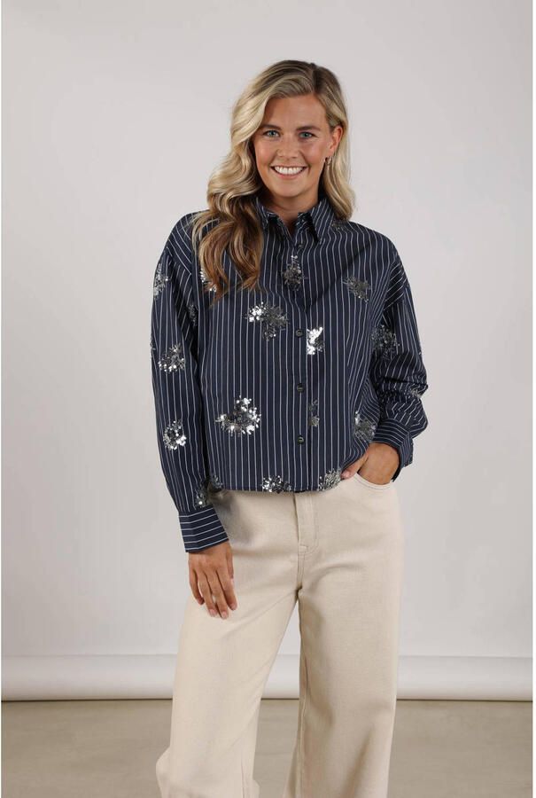 NUKUS Dames Blouses Tessa Blouse Paillet Donkerblauw - Foto 5