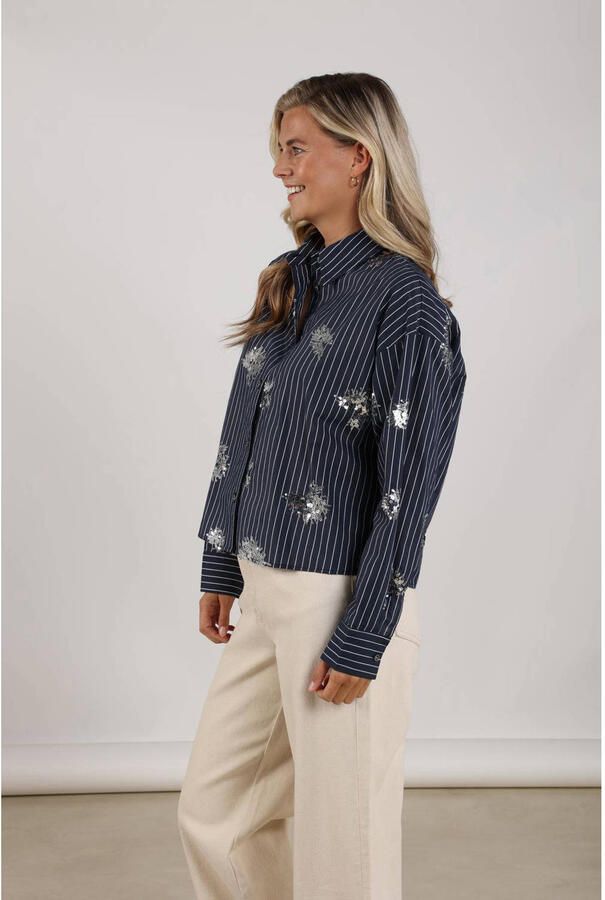 NUKUS Dames Blouses Tessa Blouse Paillet Donkerblauw - Foto 6