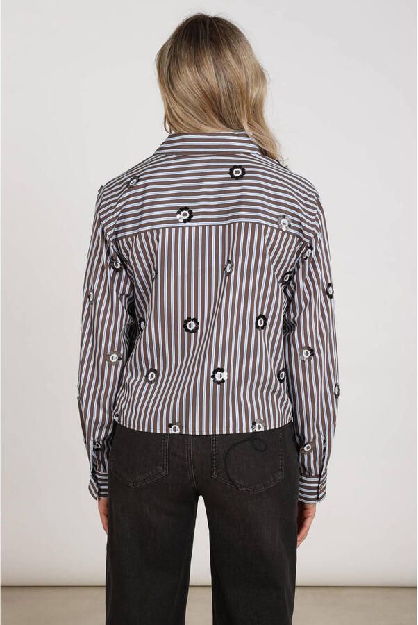 NUKUS gestreepte blouse met pailletten blauw - Foto 7